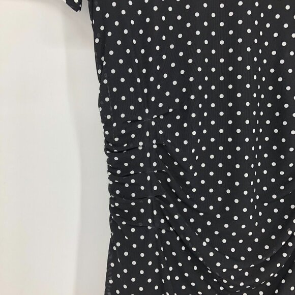 Le Chateau Black white Polka Dot  short sleeve ruched NWT Dress Medium - Picture 11 of 16